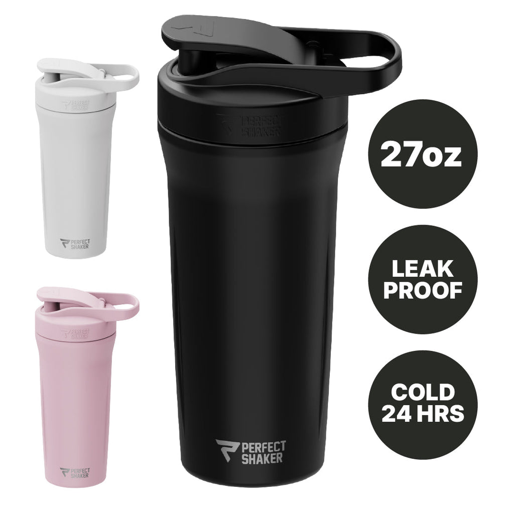 ACTIV Shaker Cup, Stainless Steel, Insulated 24hrs Cold, Leak-Free, 27oz