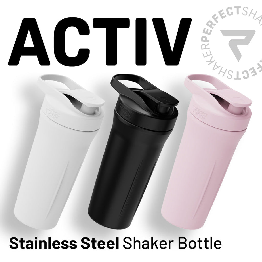 ACTIV Shaker Cup, Stainless Steel, Insulated 24hrs Cold, Leak-Free, 27oz