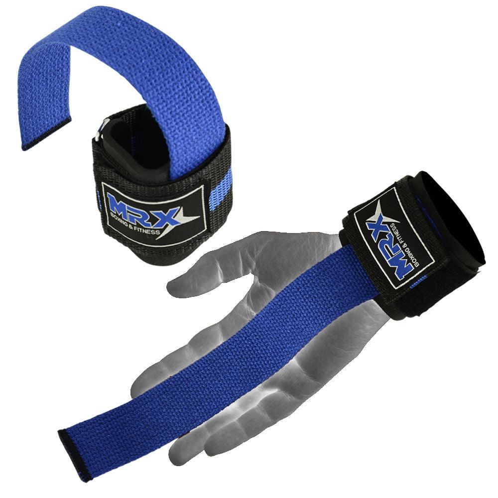 MRX Weight Lifting Bar Straps With Wrist Support Wraps Heavy Duty Bodybuilding Workout Gym Padded Strap Pair