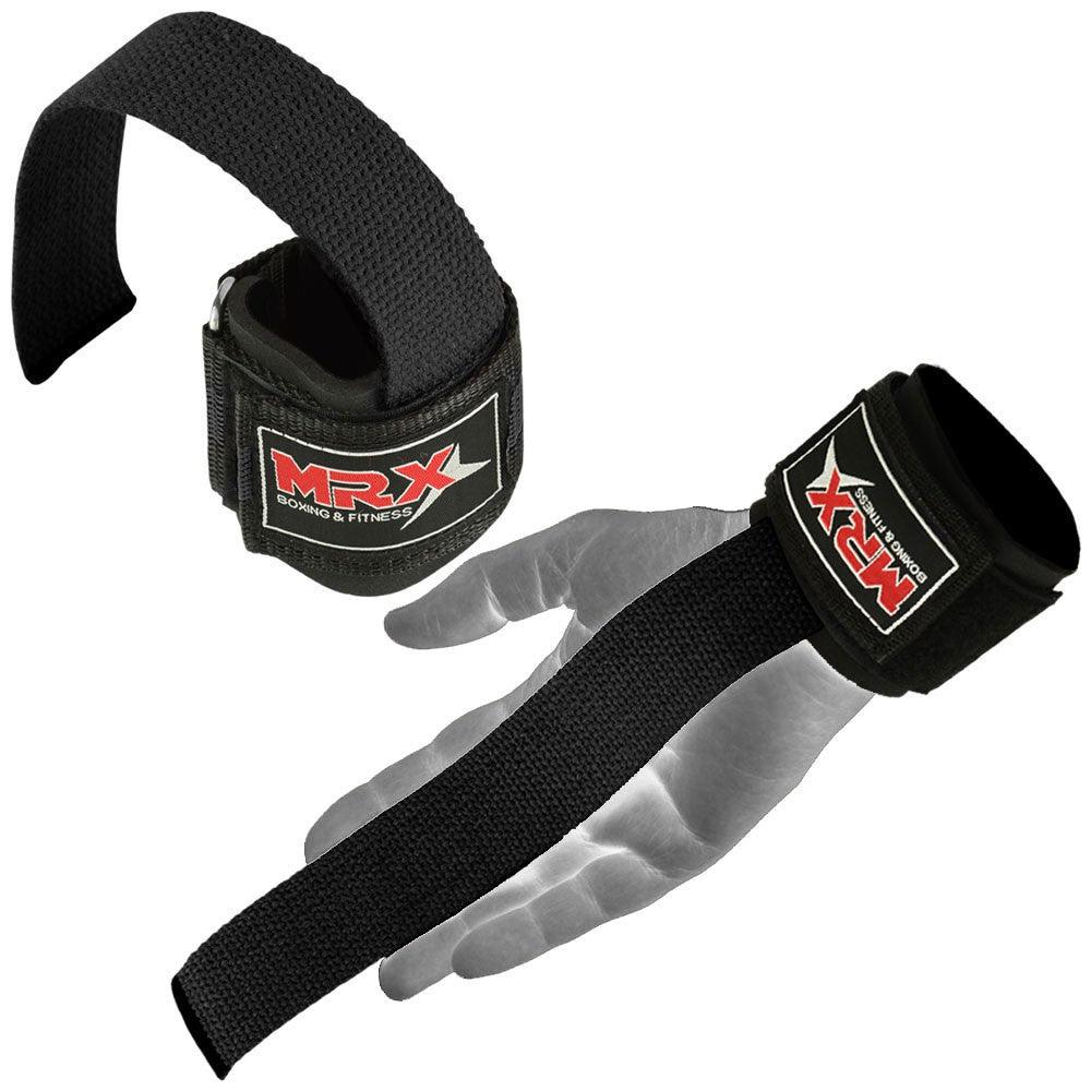 MRX Weight Lifting Bar Straps With Wrist Support Wraps Heavy Duty Bodybuilding Workout Gym Padded Strap Pair